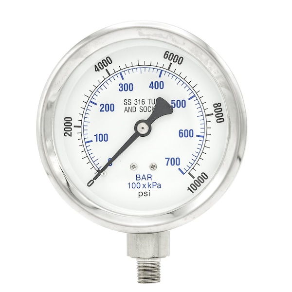 Pic Gauges 4 in Dial, 1/4 in NPT Male Lower Location, Stainless Steel Case Material PRO-301D-404U-01 - main